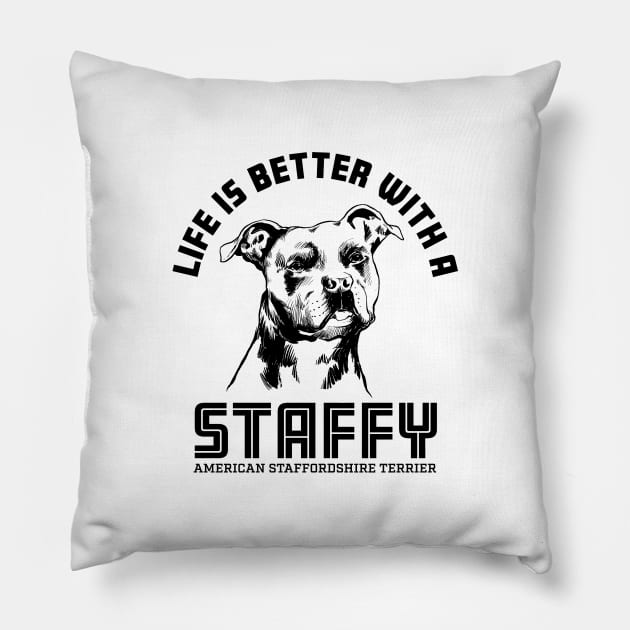 American Staffordshire Terrier Pillow by Black Tee Inc