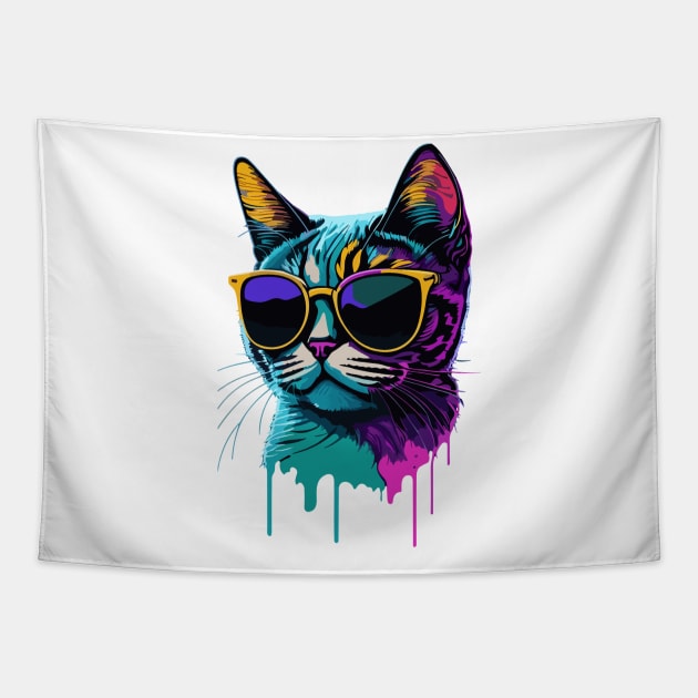 Cat with Sunglasses Tapestry by ReaBelle