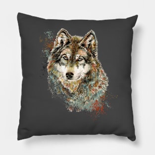 Watercolor Wolf Wildlife Animal Nature Art Pillow