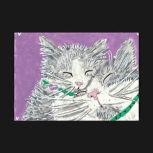 Mother and baby cat  watercolor painting T-Shirt