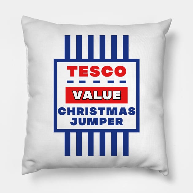 Christmas Jumper Funny Christmas tesco Value Christmas Jumper Pillow by DesignergiftsCie