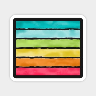 Watercolor Colorful Stripes Magnet