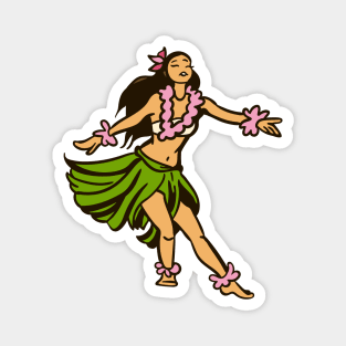 Vintage Hawaiian Hula Dancer Cartoon // Retro Hula Girl Magnet