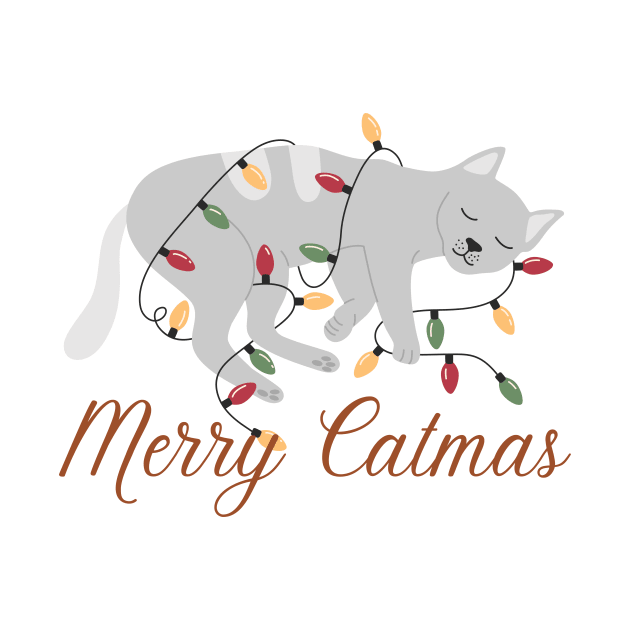 Merry Catmas Sleeping Cat by TammyWinandArt