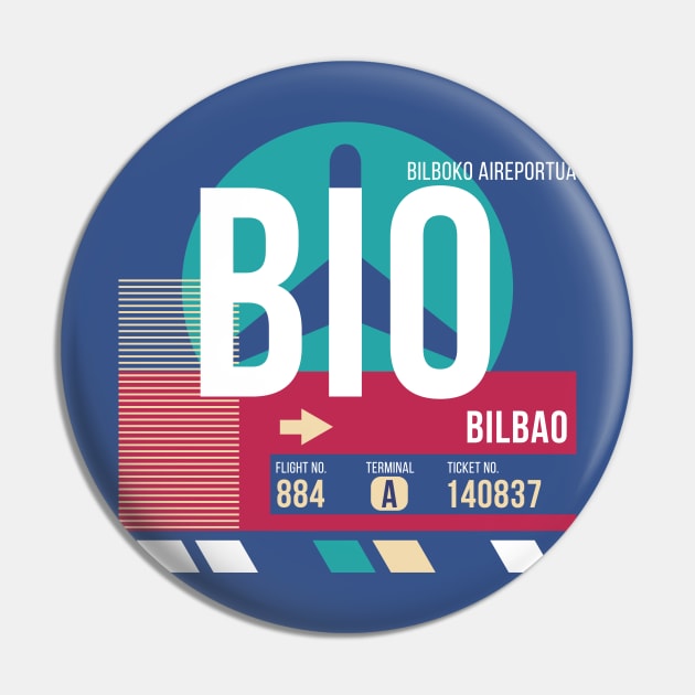 Bilbao, Spain (BIO) Airport Code Baggage Tag Pin by SLAG_Creative