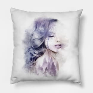 misty forest woman Pillow
