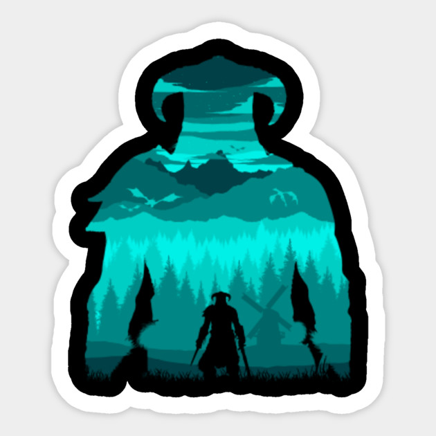 skyrim silhouette skyrim sticker teepublic skyrim silhouette