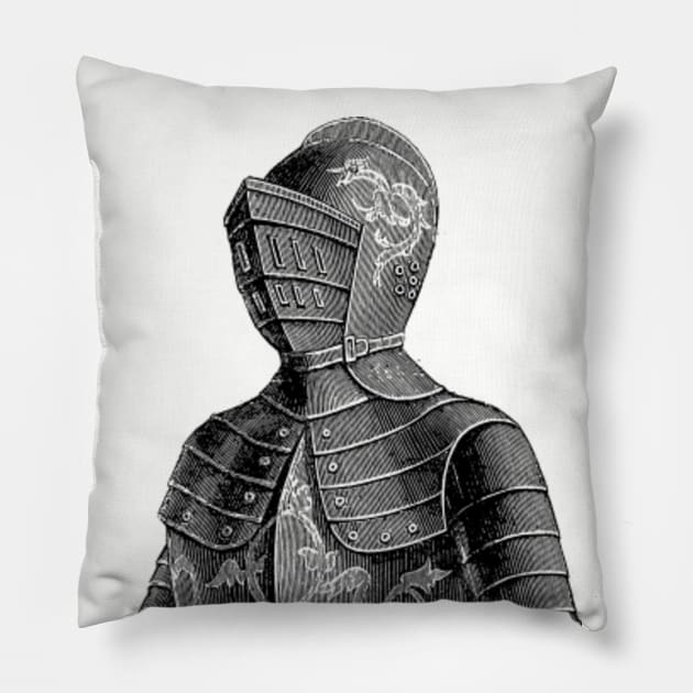 Vintage Knight Drawing, Knight in Armor Design Pillow by penandinkdesign@hotmail.com