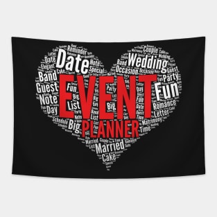 Event planner Heart Shape Word Cloud Planning Party design Tapestry