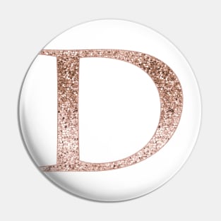 D rose gold glitter monogram letter Pin