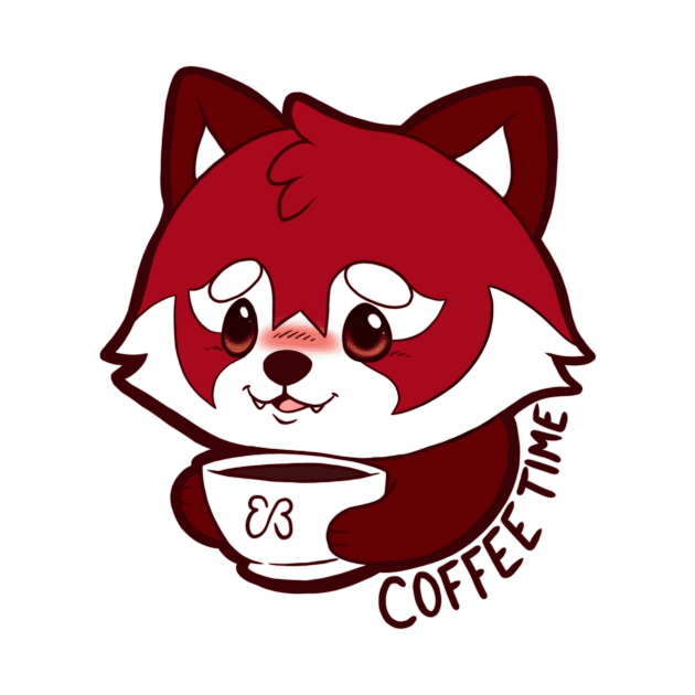 Coffee Time - Red Panda by Emily Black Creations