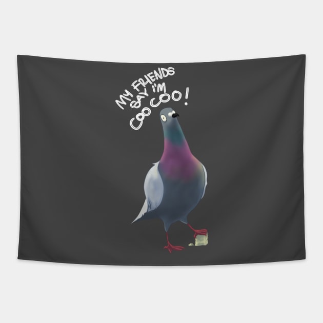 Pigeon Artwork - London, NYC, Flying Rats - Coo Coo Tapestry by aronimation