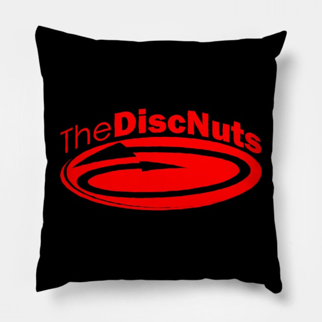 The DiscNuts Logo in Red Pillow by The DiscNuts