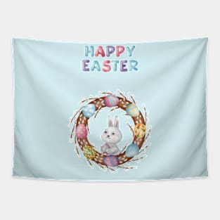 Happy Easter With Bunny Tapestry