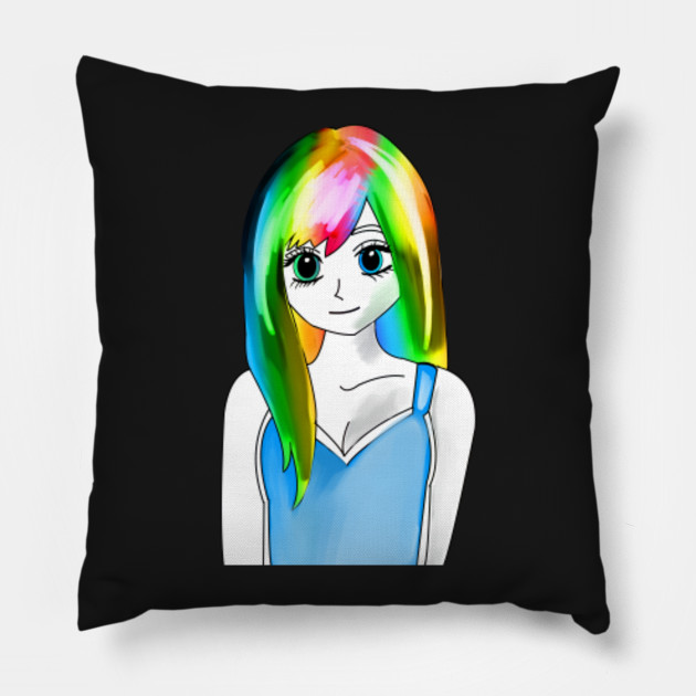 Rainbow Anime Manga Girl Hair Pretty Anime Pillow Teepublic