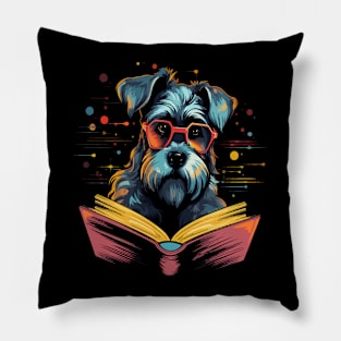 Miniature Schnauzer Reads Book Pillow