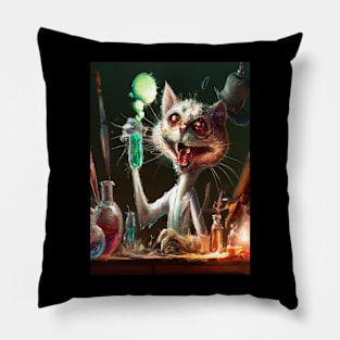 Cat Mad Scientist Pillow