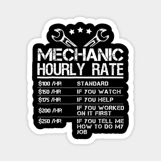 Funny Mechanic Hourly Rate Gift Labor Rates Magnet by dashawncannonuzf