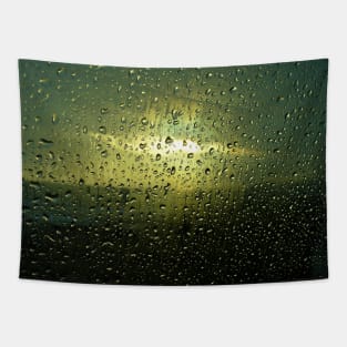 Beautiful Rainy Sunset Window View Tapestry