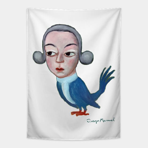 Wolfgang Amadeus Mozart bird Tapestry by diegomanuel