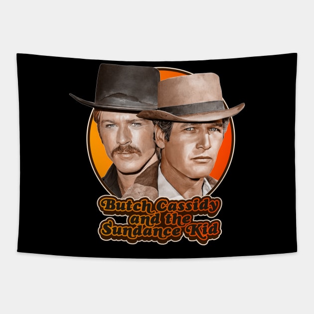 Retro Butch Cassidy and the Sundance Kid Tribute Tapestry by darklordpug