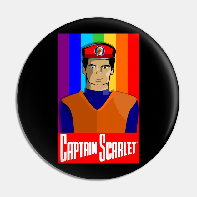 Captain Scarlet Retro Poster Style Pin by LICENSEDLEGIT