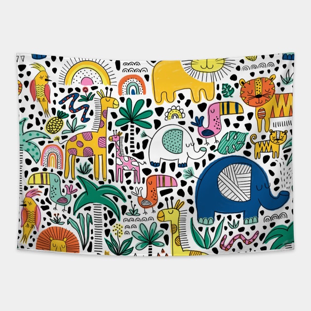 Safari Animal Pattern Tapestry by Sandra Hutter Designs