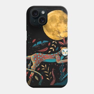 leopard and leaf moonlight Phone Case