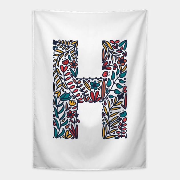 Tropical Letter H Tapestry by Cascade Patterns