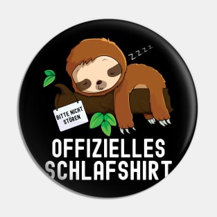 Geschenkidee Geburtstag Langschläfer Morgenmuffel , Kurzarm, Offizielles Schlafshirt Faultier Nachthemd Pyjama Geschenk Pin