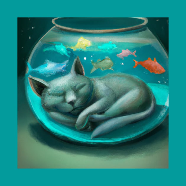 Blue Cat is Sleeping With the Fishes by Star Scrunch