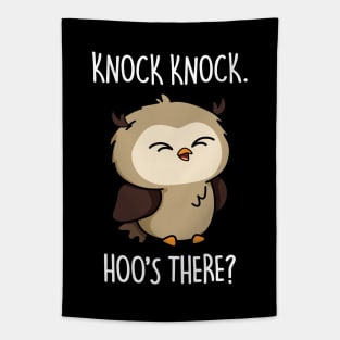 Hoos There Cute Owl Pun Tapestry