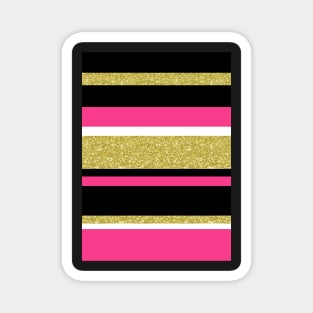 Gold fuchsia stripes pattern Magnet