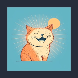 Illustration of happy red haired cat with closed eyes T-Shirt