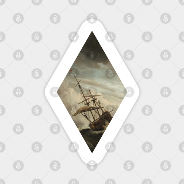 Minimalistic - Diamond oil painting of a ship Magnet by Dabejo