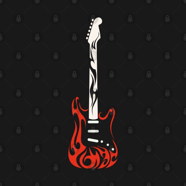 electric guitar red  and black by yassinnox