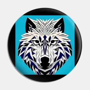 Pop Art Geometric Wolf Face Pin