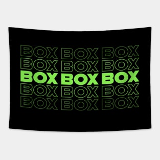 Box Box Box F1 Faded Green Text Design Tapestry