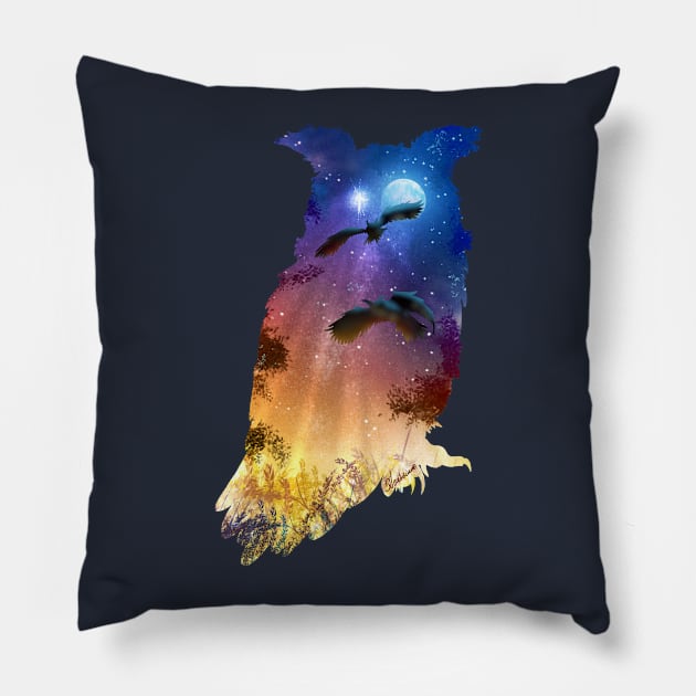 Owl's Hour Pillow by DVerissimo