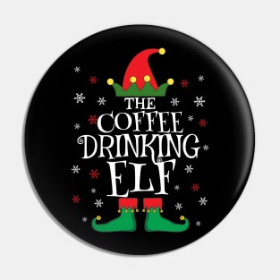 Coffee Drinking Elf Family Matching Group Christmas Party Pin