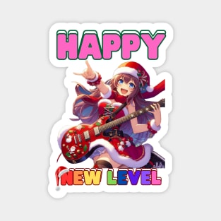 Kawaii, Anime Girl, Christmas, Happy New Level | Catsie Cat Magnet