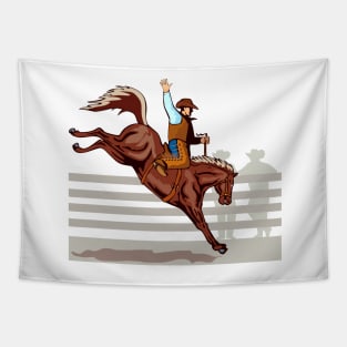 Rodeo  Saddle Bronc Competition Retro Tapestry