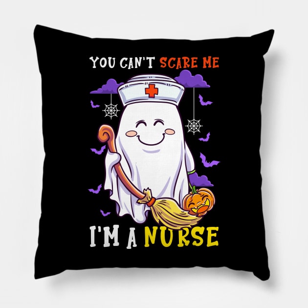 You can't scare me I'm a Nurse, Funny Nurse Halloween Shirt, Gift For Nurse Nursing Student Registered Nurse Pillow by Kibria1991