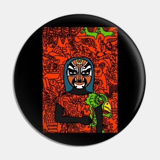 Unleash the Gangster Vibes: NFT Character - FemaleMask Doodle Al Capone Edition on TeePublic Pin