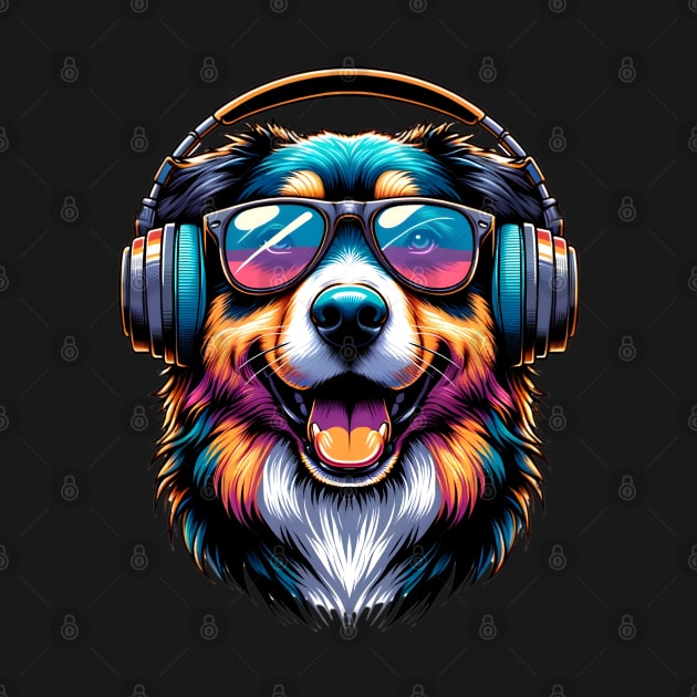 Mountain Cur as Smiling DJ with Headphones and Sunglasses by ArtRUs