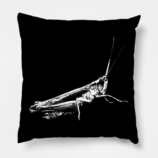 Grasshopper white Pillow by R LANG GRAPHICS