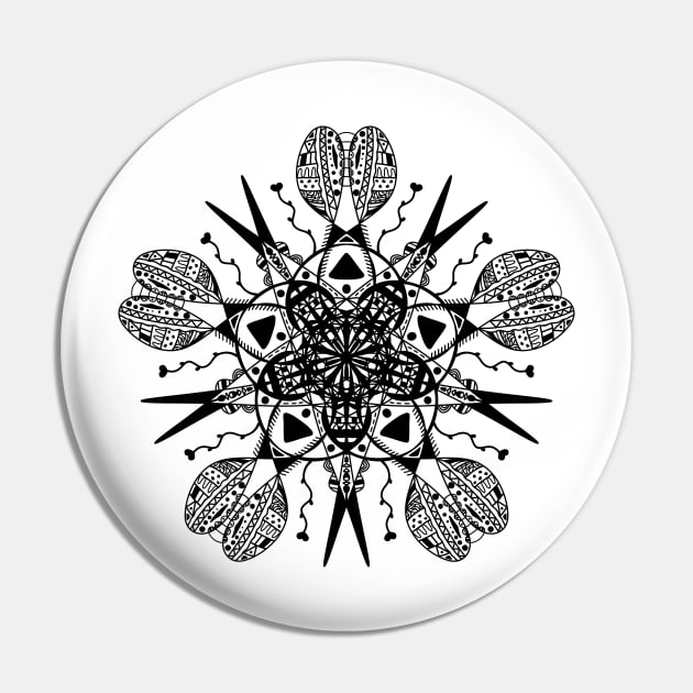 Trendy stylish black print mandala for a light background. Hand drawn illustration. Digital drawing with an ornament and high-quality detailing. Pin by Art KateDav