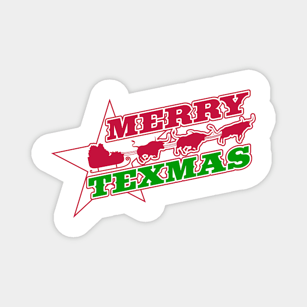 Merry Texmas - Flying Longhorns Magnet by BRAVOMAXXX