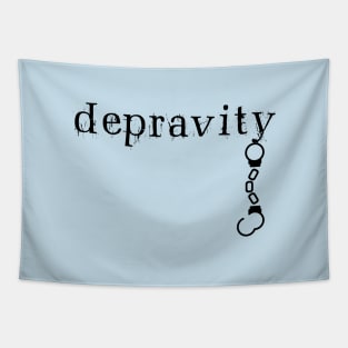 Depravity Handcuffs Hanging Light-Monotone Tapestry