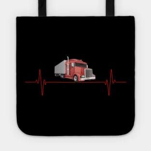 Truck Lover, Truck Heartbeat, Gift For Truck Drivers, Big Rig Trucker Gift, Trucker, Pick-Up Truck, Trucking, Fathers Day Gift Tote